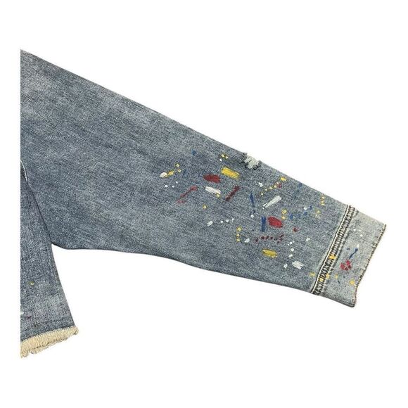 Lane Bryant Womens Size 28 Paint Splatter Cropped Denim Jacket - Picture 3 of 6